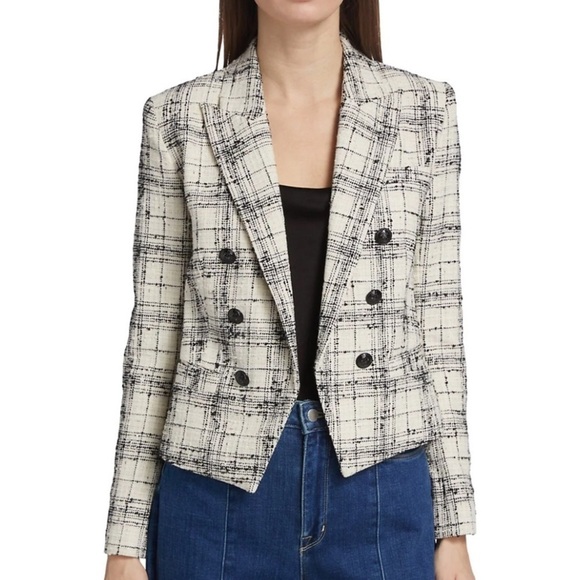 L'Agence Brook Tweed Double Breasted Blazer Jacket - Picture 1 of 9